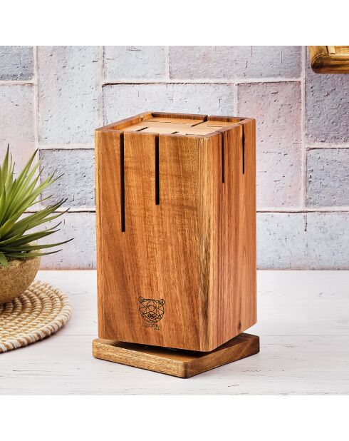 Skagen rotierender Messerblock aus lackiertem Holz - 12x12x24 cm