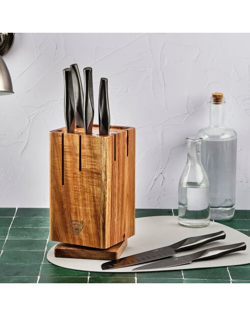 Skagen rotierender Messerblock aus lackiertem Holz - 12x12x24 cm