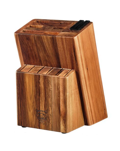 Loviisa Messerblock mit integriertem Spitzer aus lackiertem Holz - 13x15x23 cm