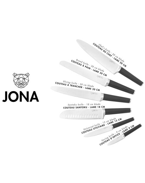 6 Couteaux de cuisine Jona inox mat