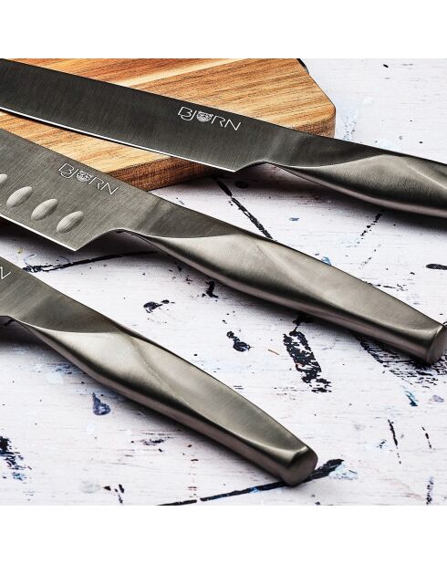 6 Couteaux de cuisine Larus - 6 pièces gris métal
