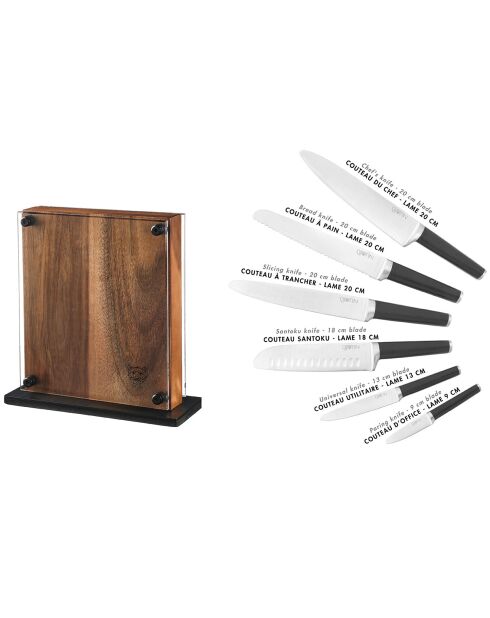 Bloc avec couteaux de cuisine Jona Rauma inox mat- 7 pièces