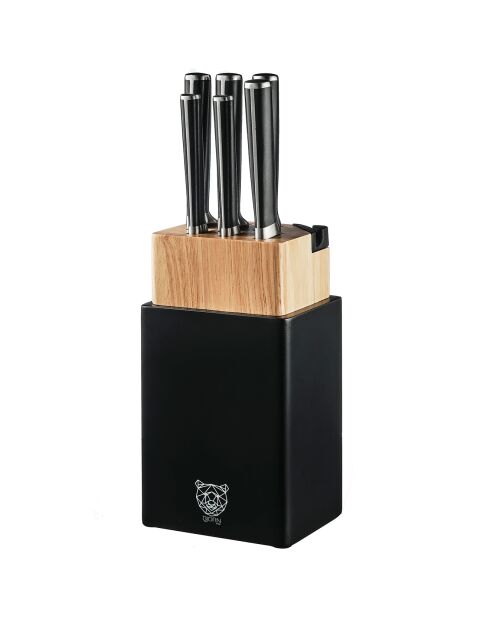 Blok met keukenmessen Jona Porvoo mat roestvrij staal - 8 stuks