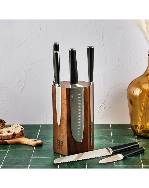 Block mit Küchenmessern Jona Imatra aus mattem Edelstahl - 7 Stück