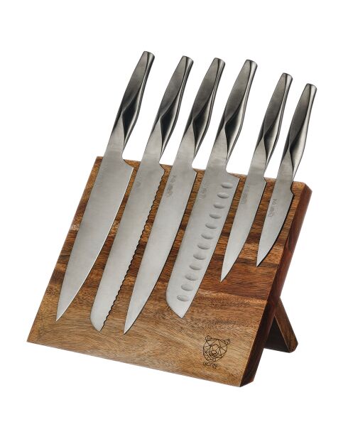 Larus Vantaa Küchenmesserblock aus Metall, Grau, 7 Stück