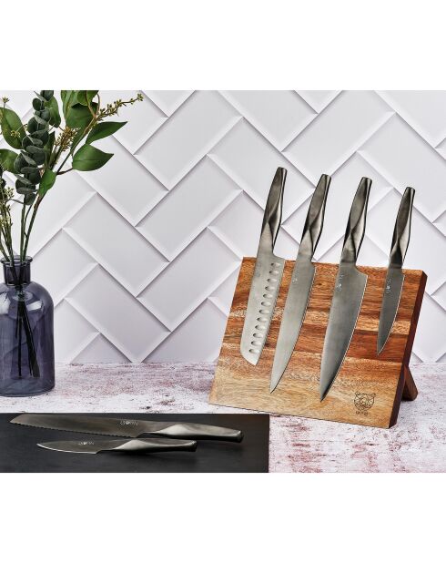 Larus Vantaa Küchenmesserblock aus Metall, Grau, 7 Stück