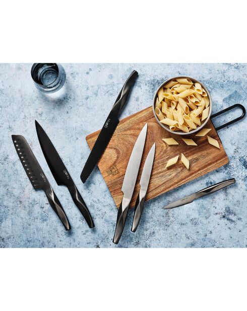 Bloc avec couteaux de cuisine Larus Skagen gris métal- 7 pièces