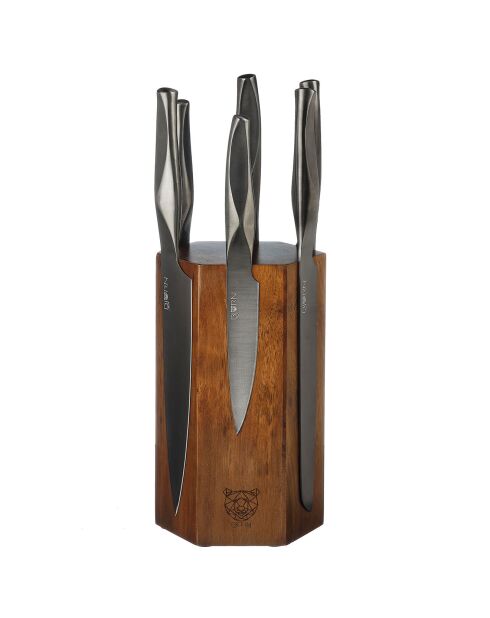 Larus Imatra Küchenmesserblock aus Metall, Grau, 7 Stück