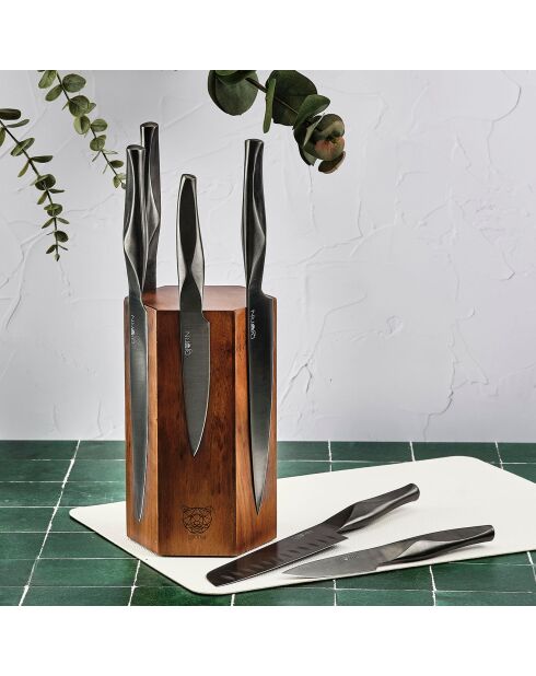 Larus Imatra Küchenmesserblock aus Metall, Grau, 7 Stück