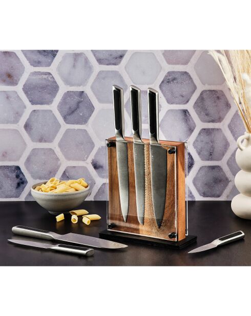 Loki Rauma Mattblock aus Edelstahl mit Küchenmessern - 7 Stück