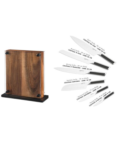 Loki Rauma Mattblock aus Edelstahl mit Küchenmessern - 7 Stück