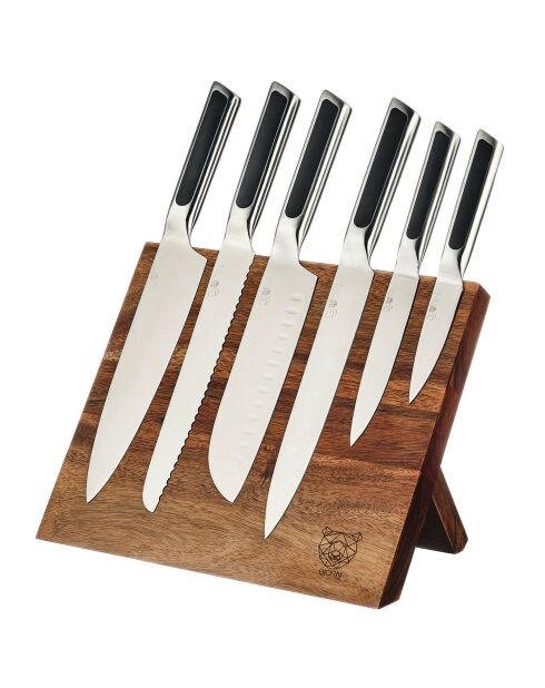 Loki Vantaa Block mit Küchenmessern aus mattem Edelstahl - 7 Stück