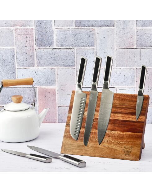 Loki Vantaa Block mit Küchenmessern aus mattem Edelstahl - 7 Stück