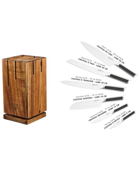 Loki Skagen Mattblock aus Edelstahl mit Küchenmessern - 7 Stück