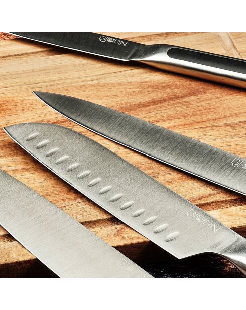 Bloc avec couteaux de cuisine Loki Porvoo inox mat - 8 pièces