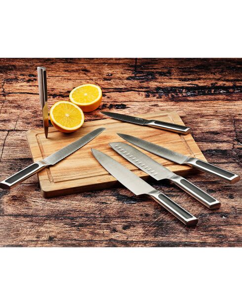 Bloc avec couteaux de cuisine Loki Porvoo inox mat - 8 pièces