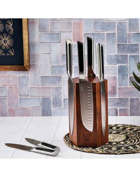 Bloc avec couteaux de cuisine Loki Imatra inox mat - 7 pièces