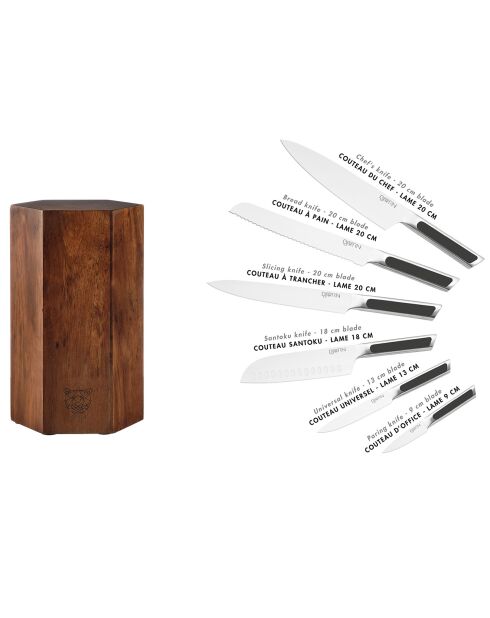 Bloc avec couteaux de cuisine Loki Imatra inox mat - 7 pièces