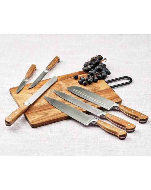 Bloc avec couteaux de cuisine Jakob Rauma bois mat - 7 pièces