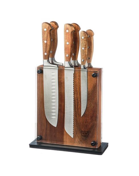 Bloc avec couteaux de cuisine Jakob Rauma bois mat - 7 pièces