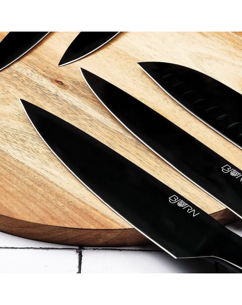 Bloque Jensen Rauma con cuchillos de cocina - 7 piezas