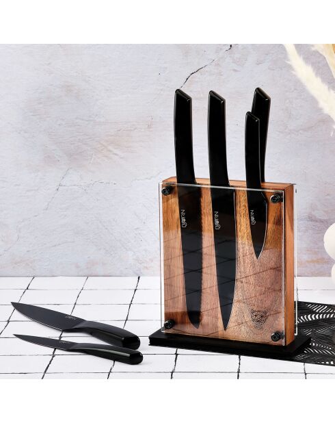 Bloque Jensen Rauma con cuchillos de cocina - 7 piezas