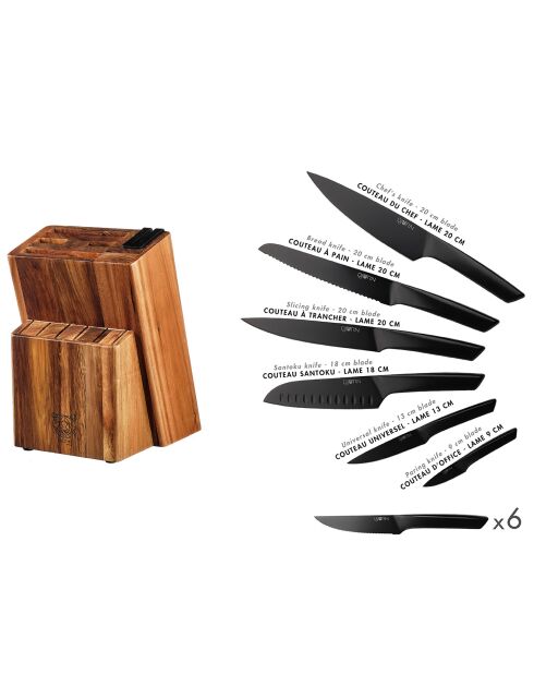 Bloc avec couteaux de cuisine et couteaux à steak Jensen Loviisa - 14 pièces