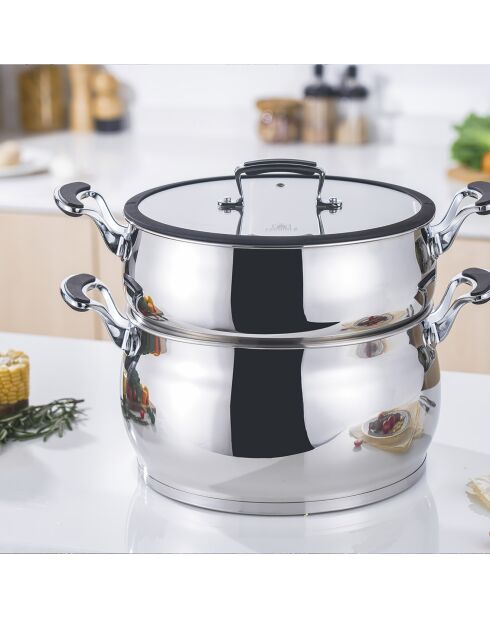 Couscoussier induction argenté - D.24 cm