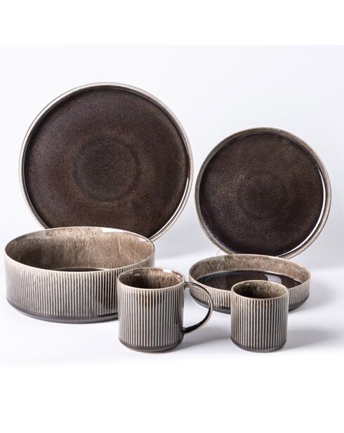 Set de vajilla marrón capuchino - 18 piezas