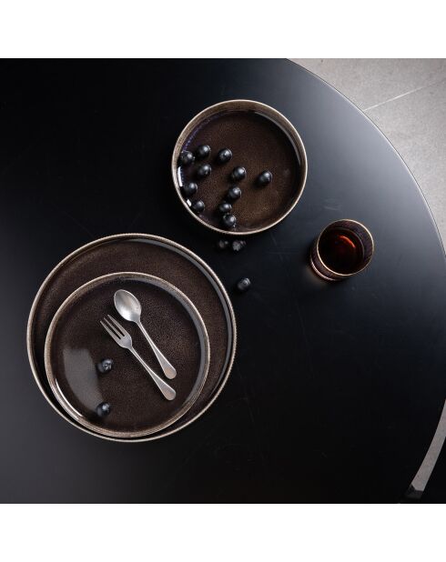 Set de vajilla marrón capuchino - 18 piezas