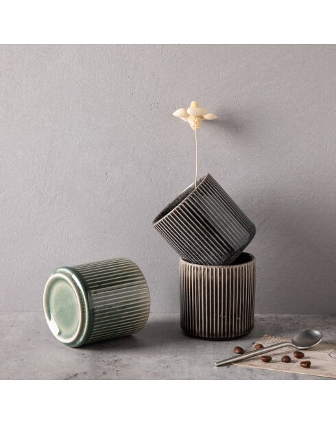 4 Tasses Cappuccino marron - D.7.2x7.5 cm