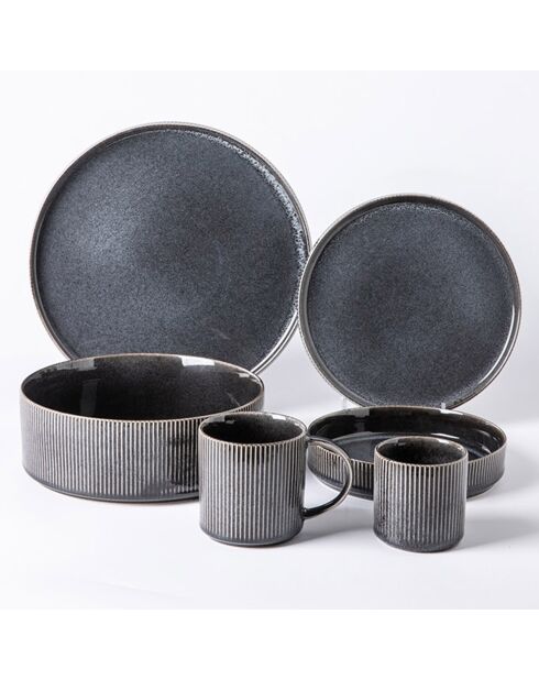 Set de vajilla negro antracita - 18 piezas