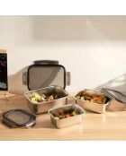 3 Boîtes de conservation rectangulaires inox argentées