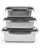 3 Boîtes de conservation rectangulaires inox argentées