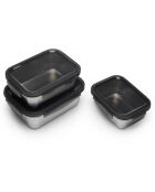 3 Boîtes de conservation rectangulaires inox argentées