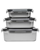 3 Boîtes de conservation rectangulaires inox  argentées