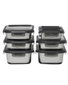 7 Boîtes de conservation rectangulaires inox argentées