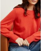 Pull 100% Cachemire Manches Ballon Angelina Col rond corail