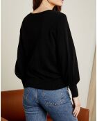 Pull 100% Cachemire Manches Ballon Angelina Col rond noir