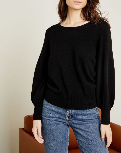 Pull 100% Cachemire Manches Ballon Angelina Col rond noir