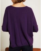 Pull poncho 100% Cachemire Axelle Col V aubergine