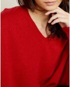 Pull poncho 100% Cachemire Axelle Col V rouge