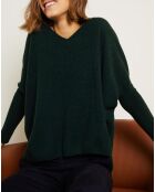 Pull poncho 100% Cachemire Axelle Col V vert forêt