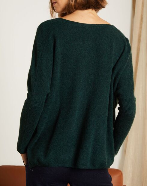 Pull poncho 100% Cachemire Axelle Col V vert forêt