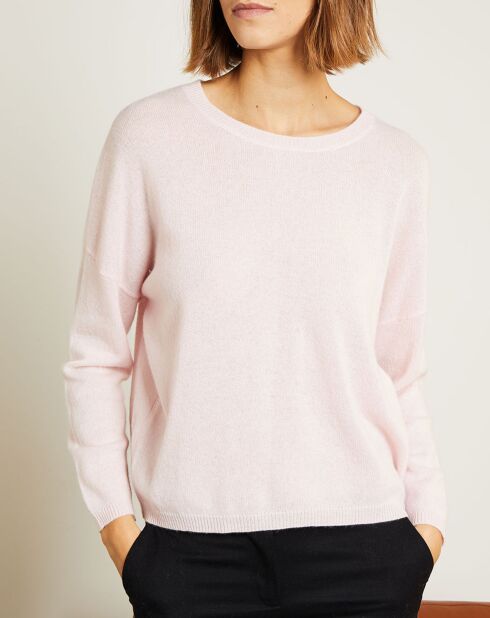 Pull en Laine & Cachemire Clémence Col rond rose poudré