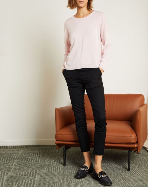 Pull en Laine & Cachemire Clémence Col rond rose poudré