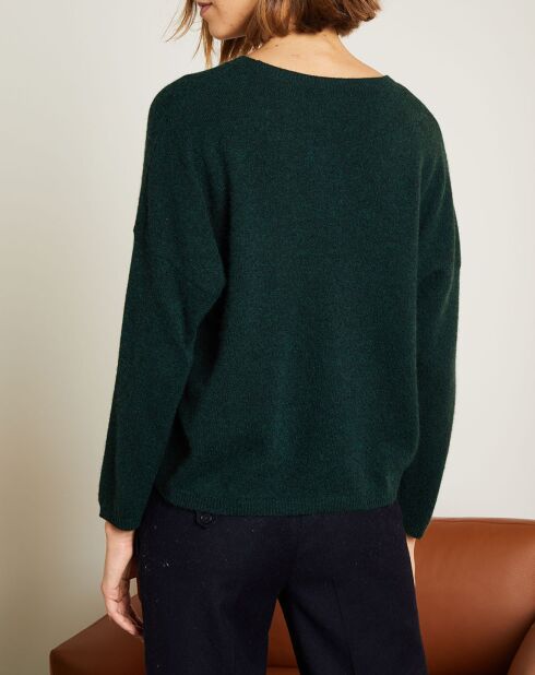 Pull en Laine & Cachemire Clémence Col rond vert foret