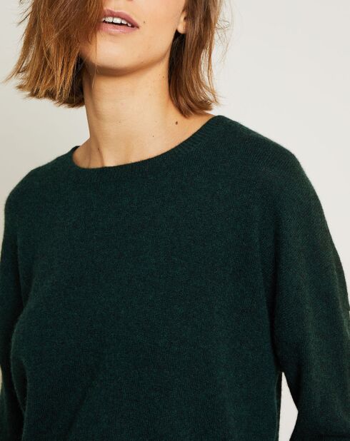 Pull en Laine & Cachemire Clémence Col rond vert foret