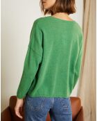 Pull 100% Cachemire Clémence Col rond vert vif