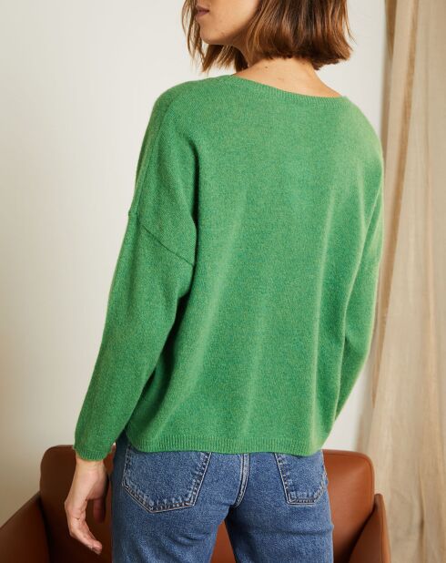 Pull 100% Cachemire Clémence Col rond vert vif